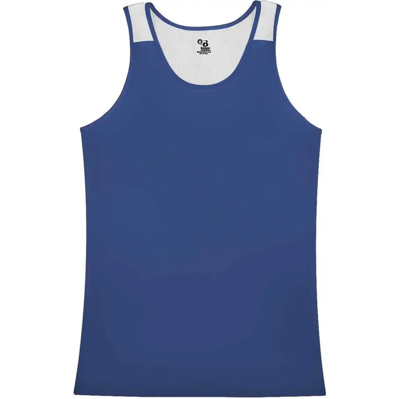 Badger Sport 8968 Ventback Ladies Singlet – Royal White