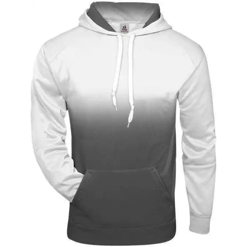 Badger Sport 1403 Ombre Hoodie – White Graphite