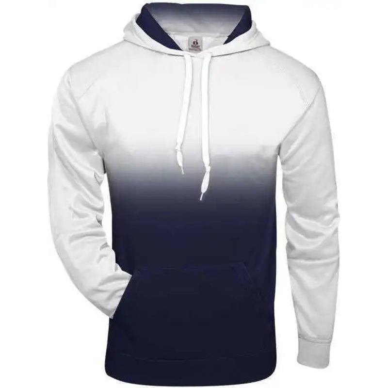Badger Sport 1403 Ombre Hoodie – White Navy