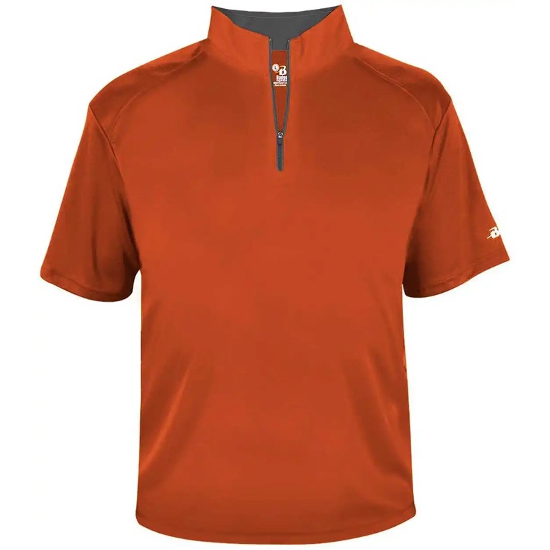 Badger Sport 4199 B-Core Short Sleeve 1/4 Zip – Orange Graphite