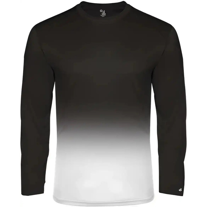 Badger Sport 4204 Ombre Long sleeve Tee – Black White