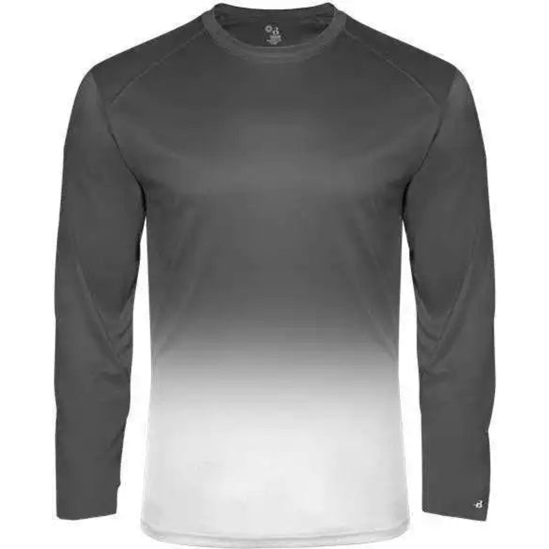Badger Sport 4204 Ombre Long sleeve Tee – Graphite White