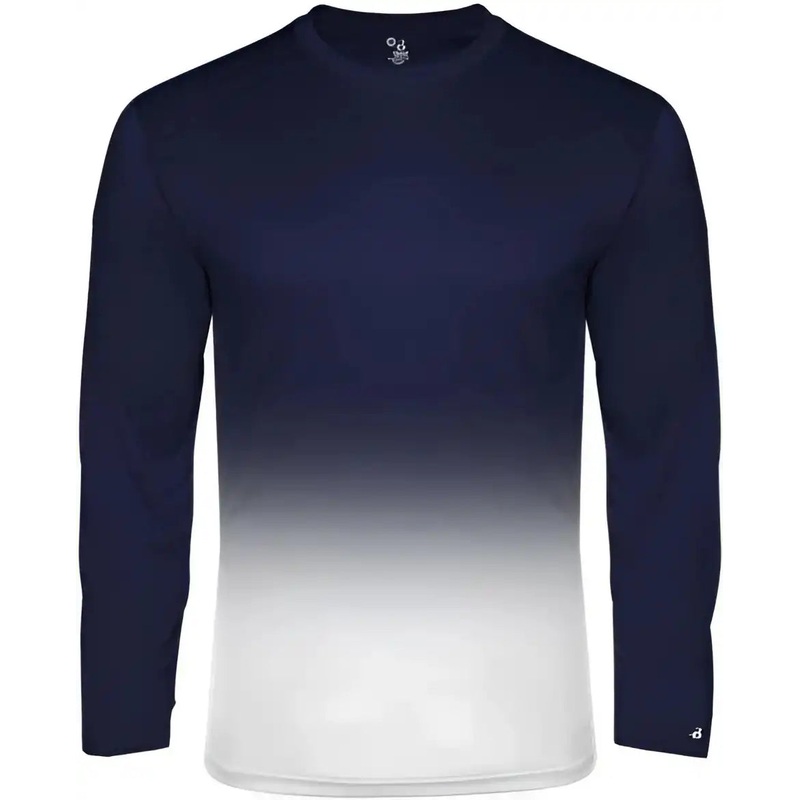 Badger Sport 4204 Ombre Long sleeve Tee – Navy White