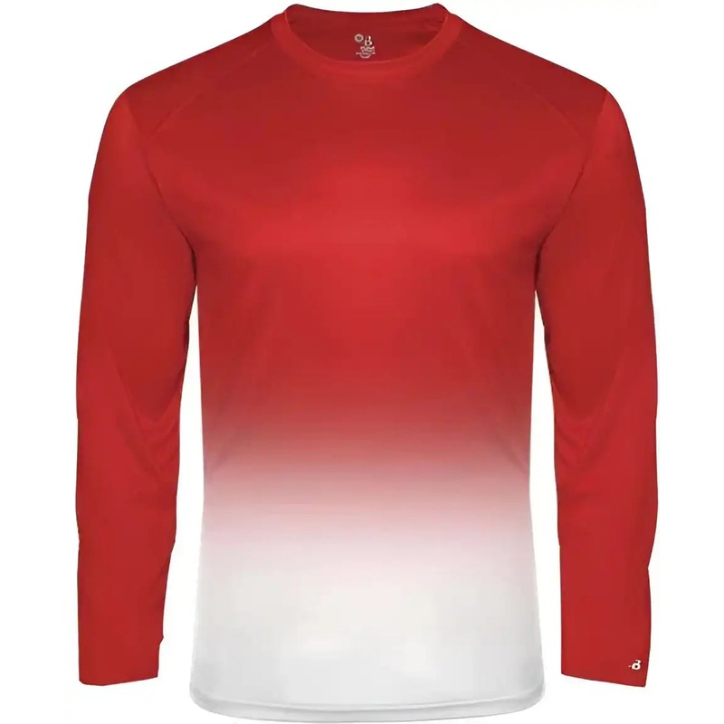 Badger Sport 4204 Ombre Long sleeve Tee – Red White