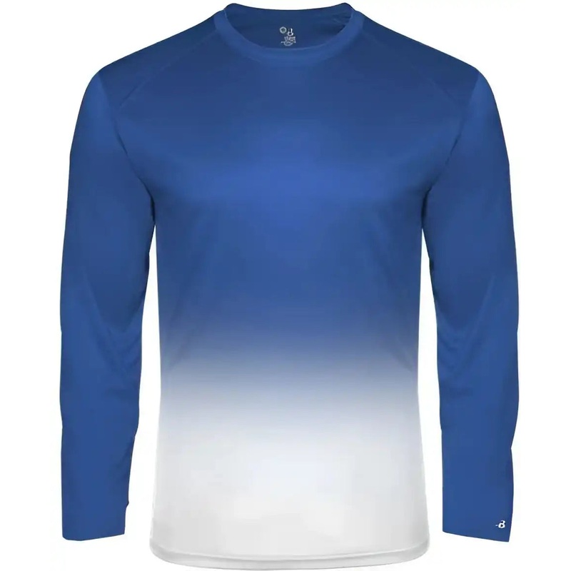 Badger Sport 4204 Ombre Long sleeve Tee – Royal White