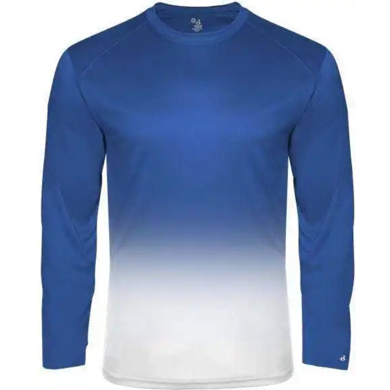 Badger Sport 2204 Ombre Long sleeve Youth Tee – Royal White