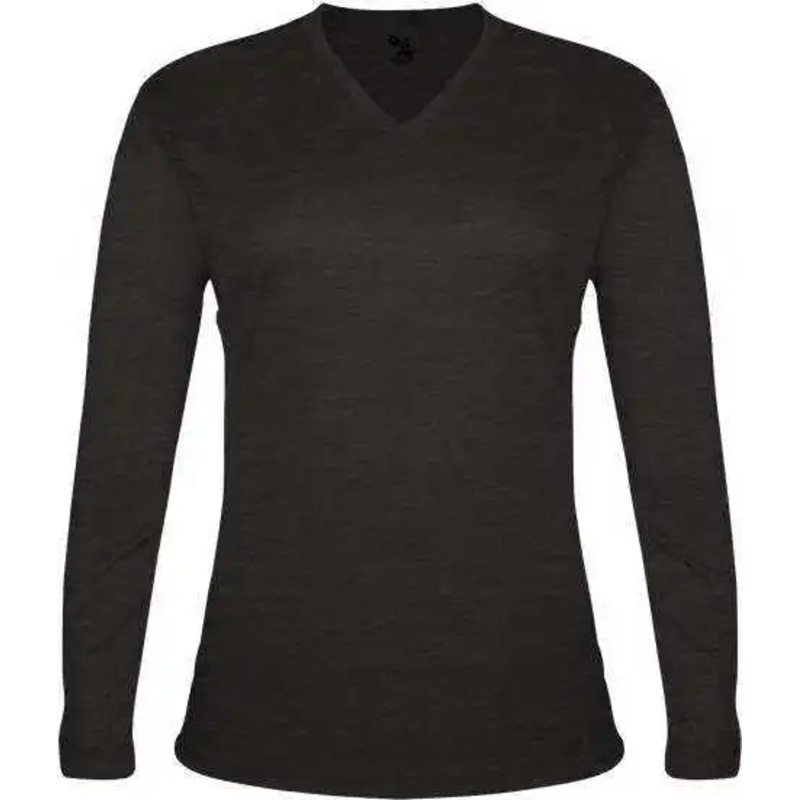 Badger Sport 4964 Tri-Blend L/S Ladies Tee – Black
