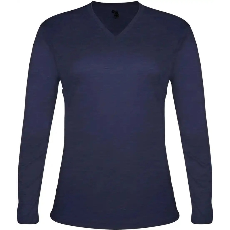 Badger Sport 4964 Tri-Blend L/S Ladies Tee – Navy Heather