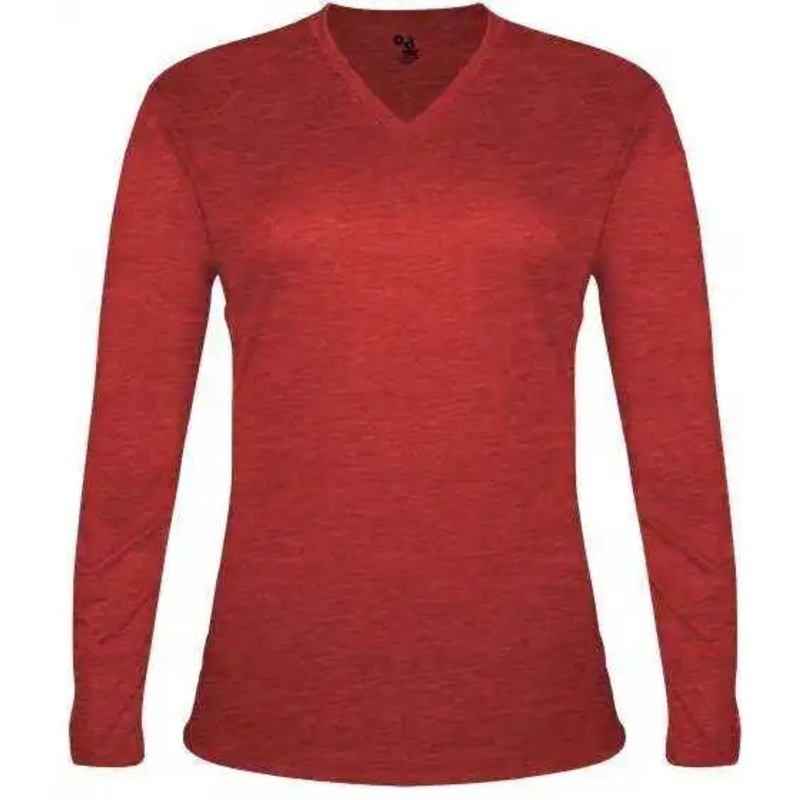 Badger Sport 4964 Tri-Blend L/S Ladies Tee – Red