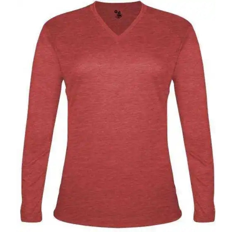 Badger Sport 4964 Tri-Blend L/S Ladies Tee – Red Heather