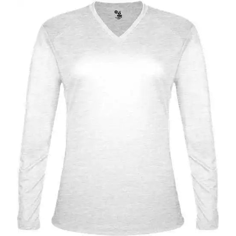 Badger Sport 4964 Tri-Blend L/S Ladies Tee – White