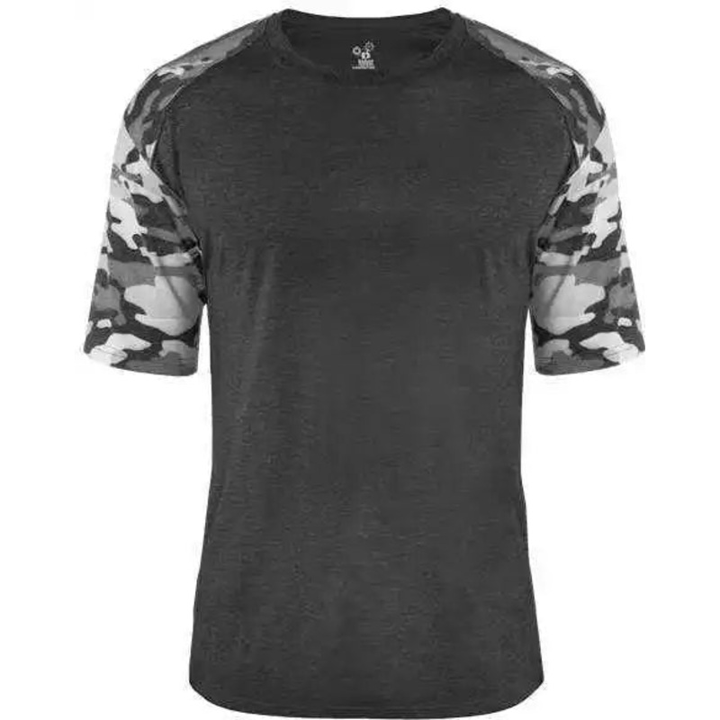 Badger Sport 4970 Vintage Camo Sport Tri-Blend Tee – Black Heather White Vintage Camo