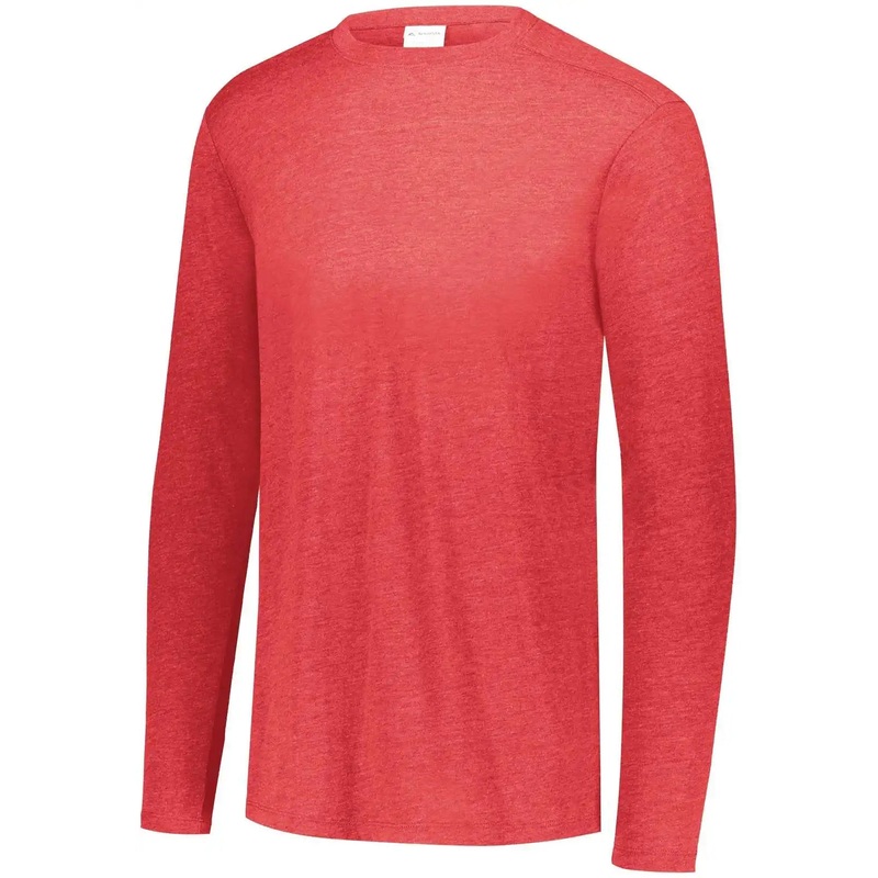 Augusta 3075 Tri-Blend Long Sleeve Crew – Red Heather