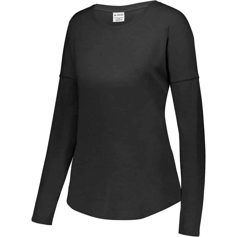 Augusta 3077 Ladies Lux Tri-Blend Long Sleeve Shirt – Black Heather