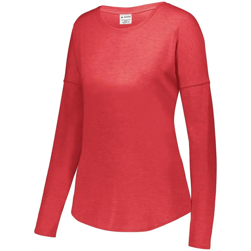 Augusta 3077 Ladies Lux Tri-Blend Long Sleeve Shirt – Red Heather