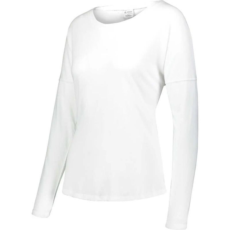 Augusta 3077 Ladies Lux Tri-Blend Long Sleeve Shirt – White