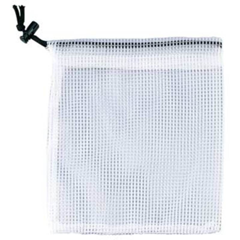 White Mesh Bag with Drawstring – Holds 16 baseballs or 8 softballs