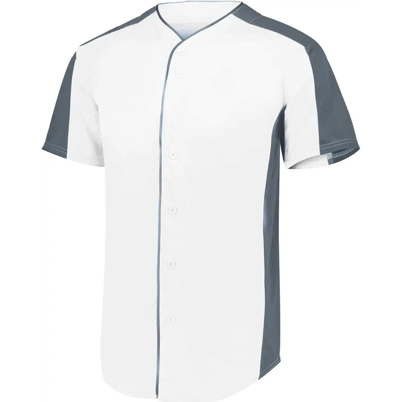 Augusta 1655 Full-Button Baseball Jersey – White Graphite