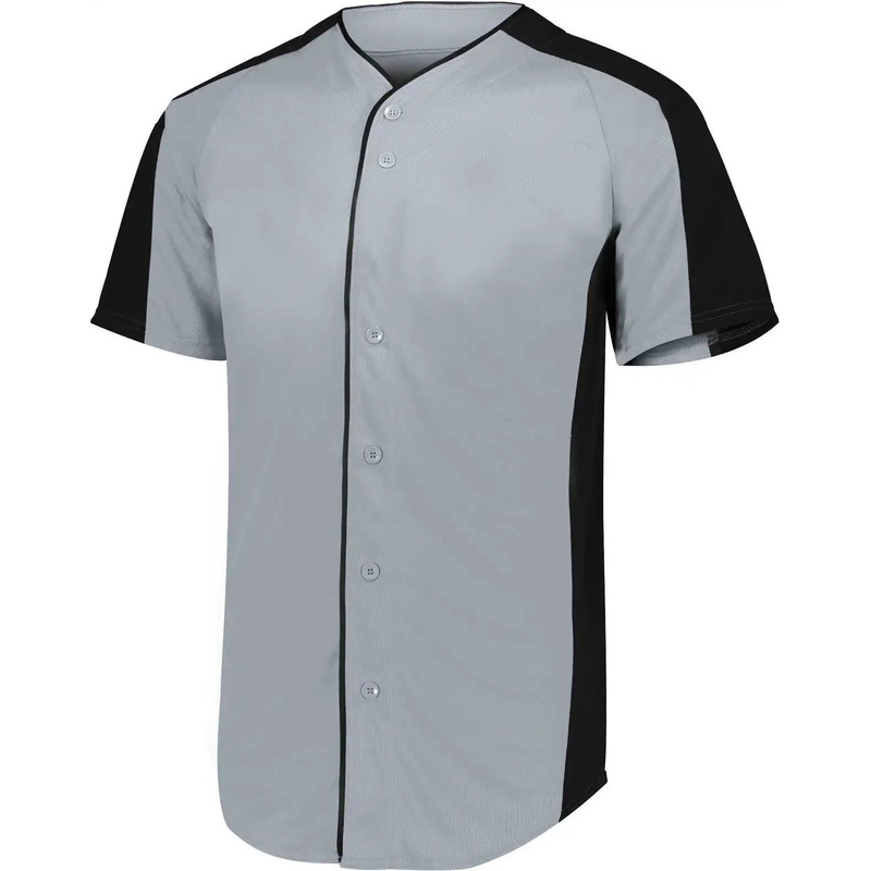 Augusta 1656 Youth Full-Button Baseball Jersey – Blue Grey Black