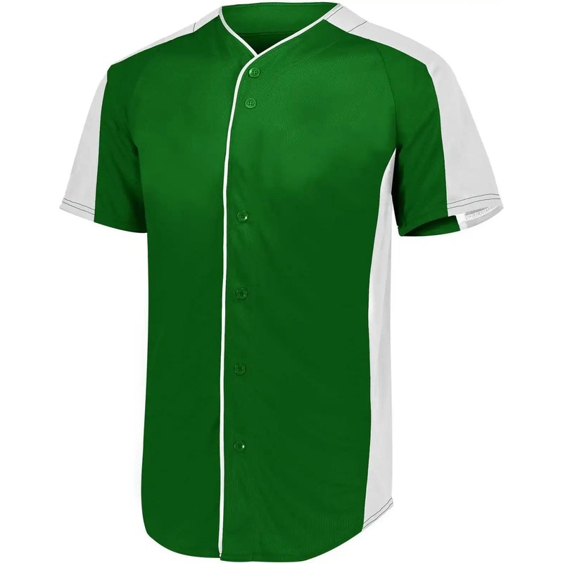 Augusta 1656 Youth Full-Button Baseball Jersey – Dark Green White