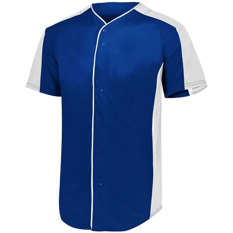 Augusta 1656 Youth Full-Button Baseball Jersey – Navy White
