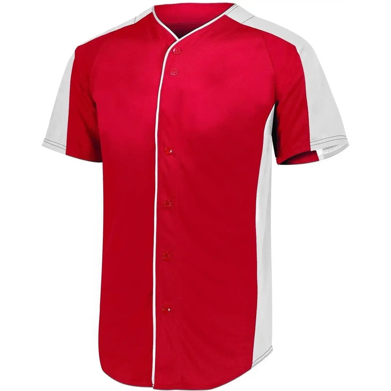 Augusta 1656 Youth Full-Button Baseball Jersey – Red White