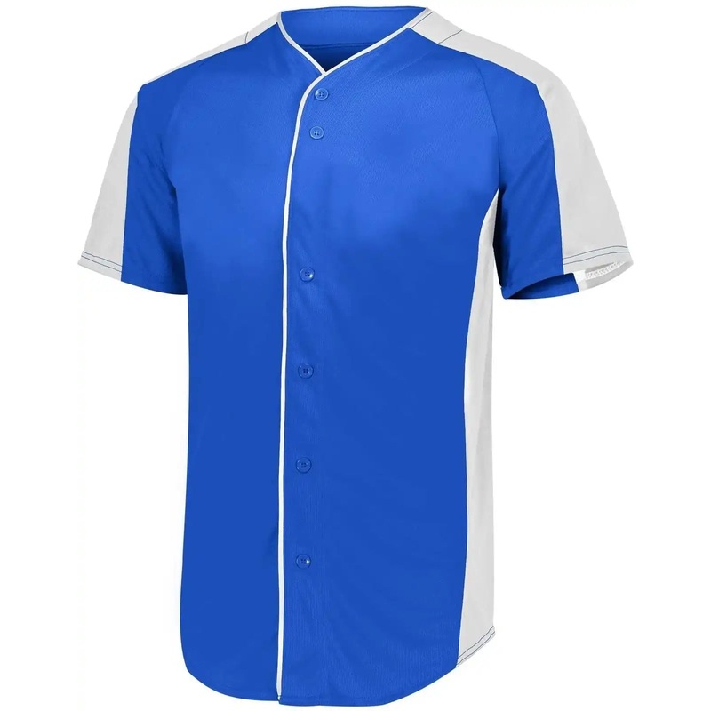 Augusta 1656 Youth Full-Button Baseball Jersey – Royal White