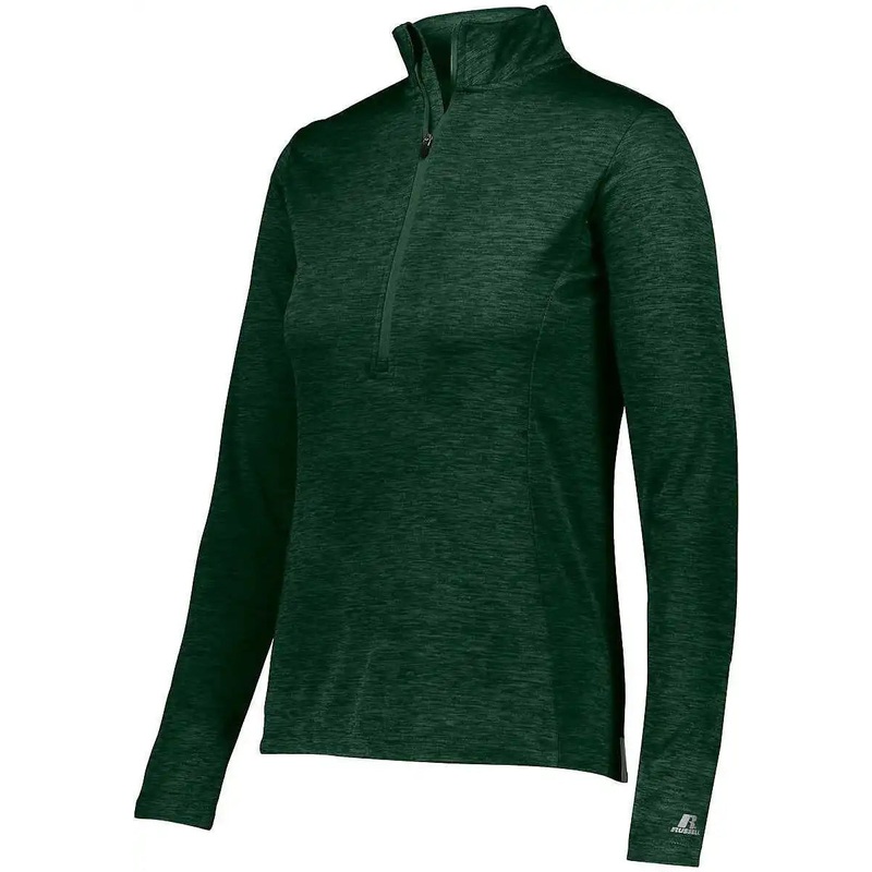Russell QZ7EAX Ladies Dri-Power Lightweight 1 4 Zip Pullover – Dark Green