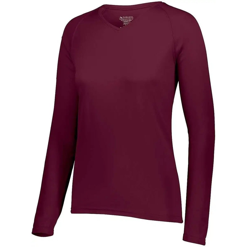 Augusta 2797 Ladies Attain Wicking Long Sleeve Shirt – Maroon (Hlw)
