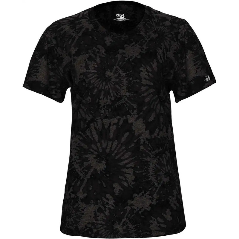 Badger Sport 4974 Women’s Tie-Dye Tri-Blend Tee – Black Tie-Dye