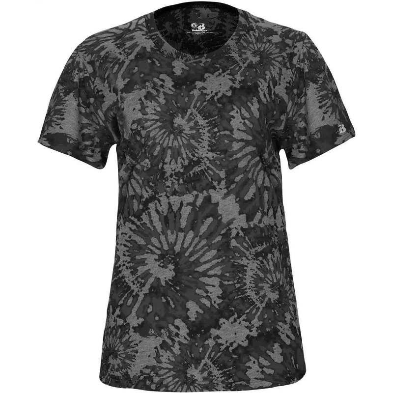 Badger Sport 4974 Women’s Tie-Dye Tri-Blend Tee – Graphite Tie-Dye