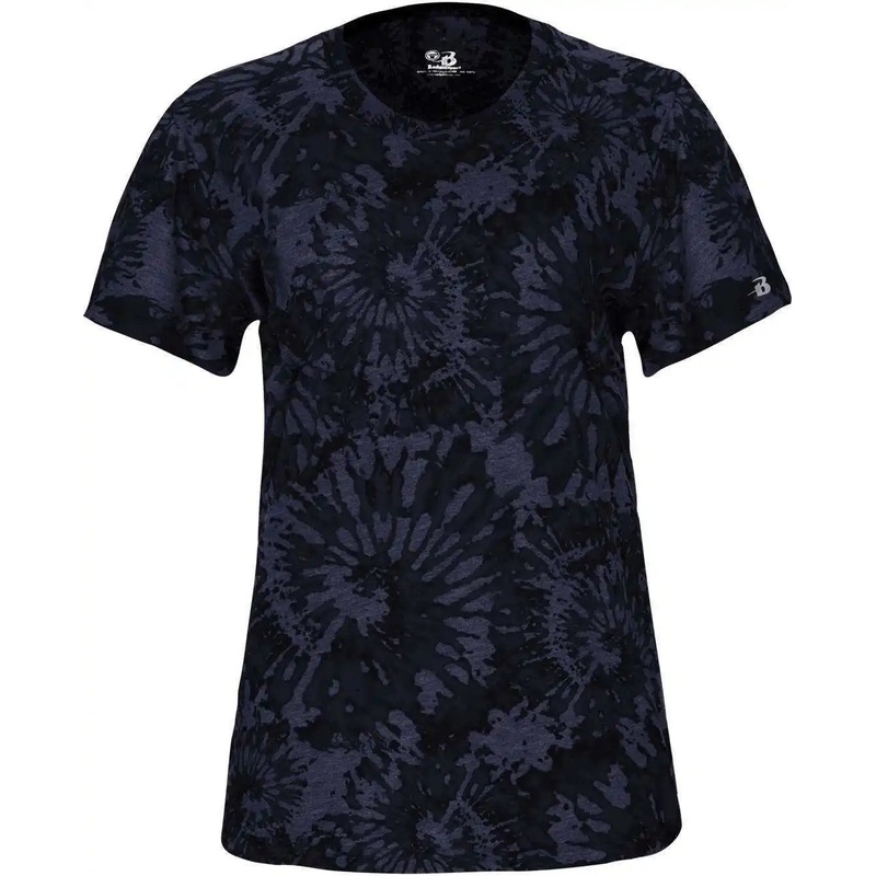 Badger Sport 4974 Women’s Tie-Dye Tri-Blend Tee – Navy Tie-Dye