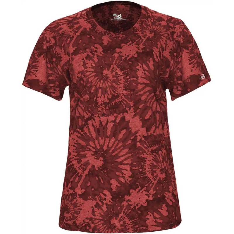 Badger Sport 4974 Women’s Tie-Dye Tri-Blend Tee – Red Tie-Dye