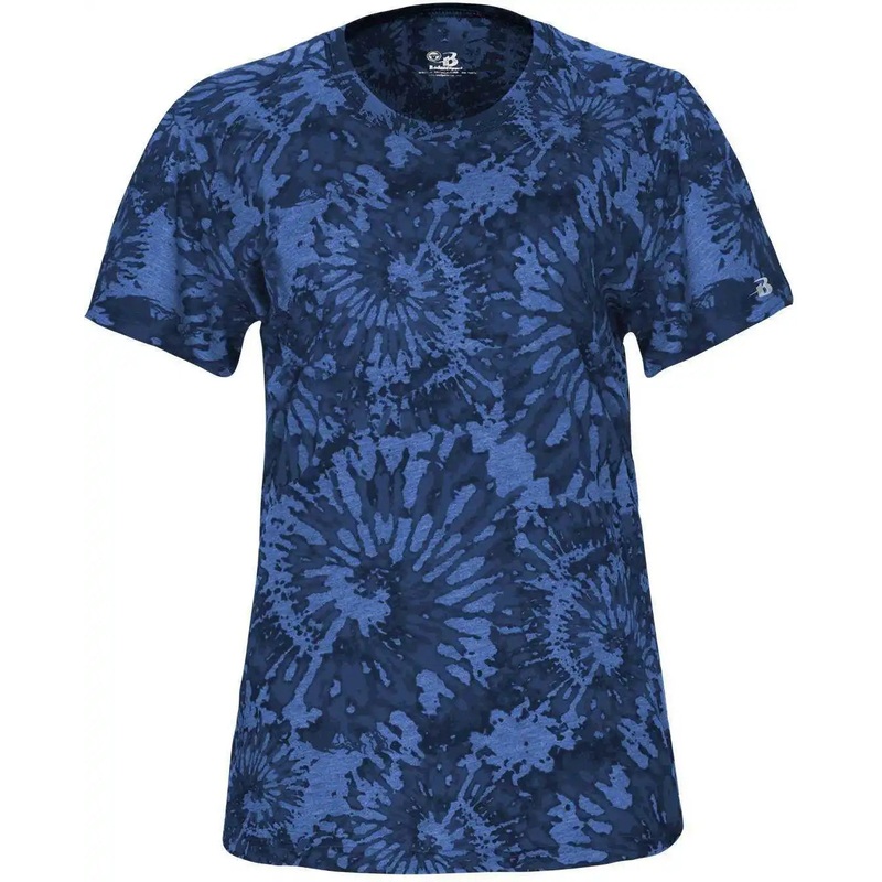 Badger Sport 4974 Women’s Tie-Dye Tri-Blend Tee – Royal Tie-Dye