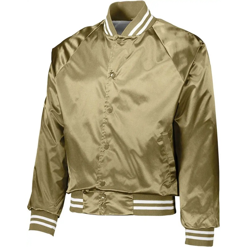 Augusta 3610 Satin Baseball Jacket/Striped Trim – Metalic Gold White