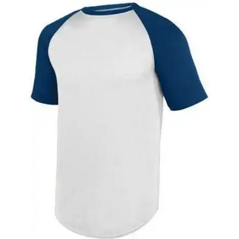 Augusta 1508 Wicking Short Sleeve Baseball Jersey – White Navy