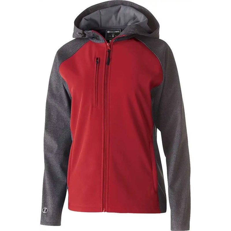 Holloway 229357 Ladies’ Raider Softshell Jacket – Carbon Print Scarlet