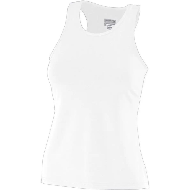 Augusta 1203 Girls Poly/Spandex Solid Racerback Tank – White