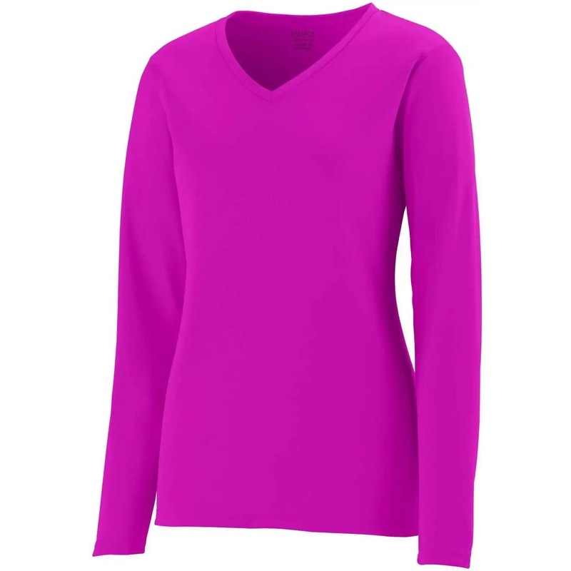 Augusta 1788 Ladies Long Sleeve Wicking T-Shirt – Power Pink