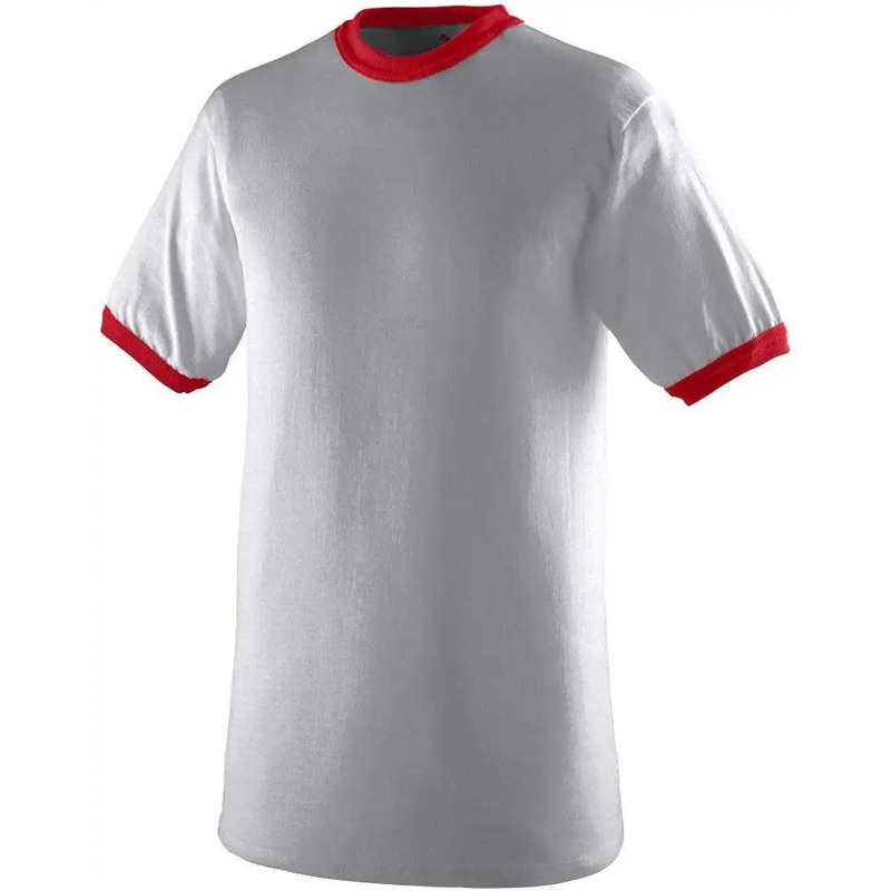 Augusta 710 Ringer T-Shirt – Light Gray Red