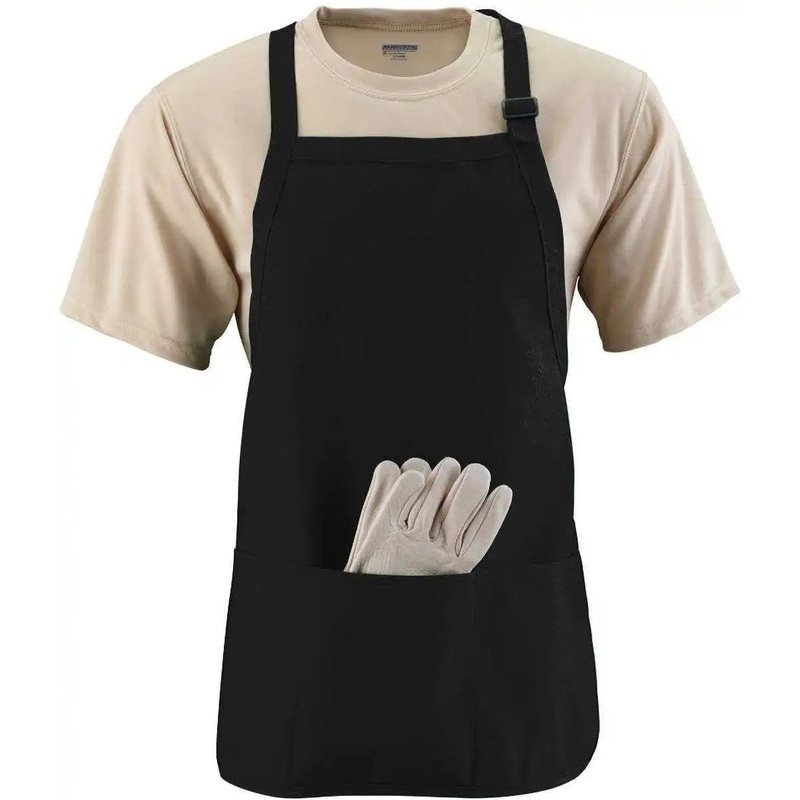 Augusta 4250 Medium Length Apron with Pouch – Black