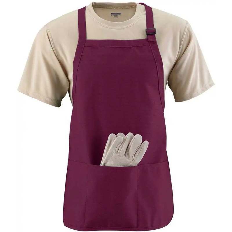 Augusta 4250 Medium Length Apron with Pouch – Maroon