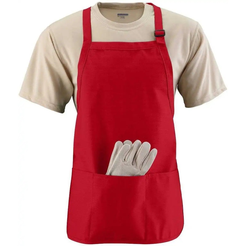Augusta 4250 Medium Length Apron with Pouch – Red