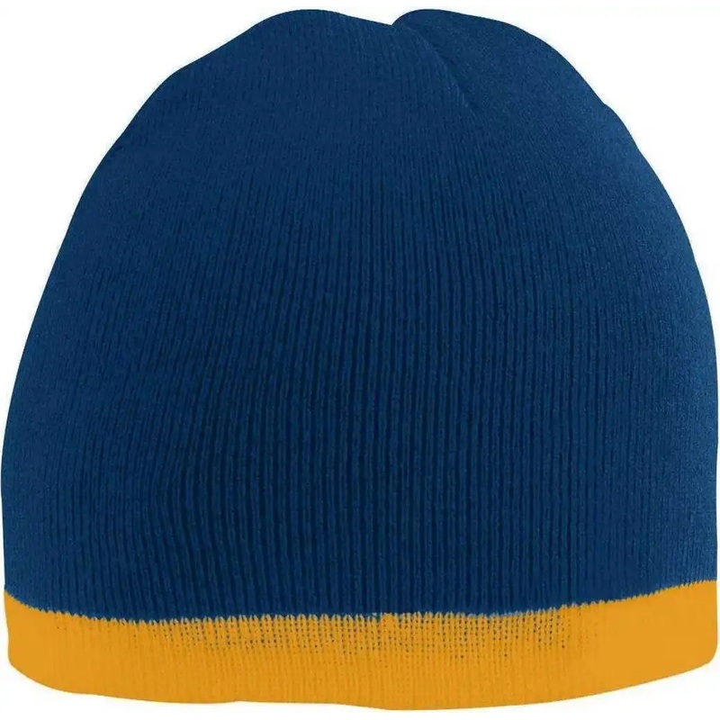Augusta 6820 Two-Tone Knit Beanie – Navy Gold