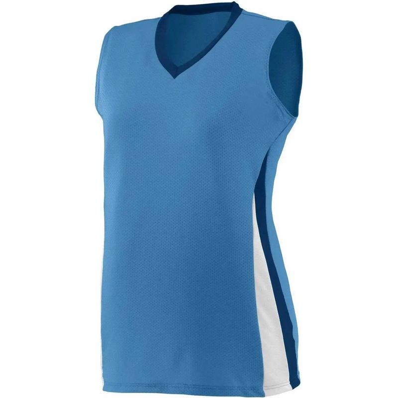 Augusta 1355 Ladies Tornado Jersey – Columbia Blue Navy White