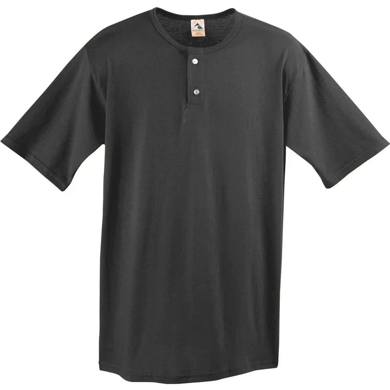 Augusta 580 Two-Button Baseball Jersey – Black
