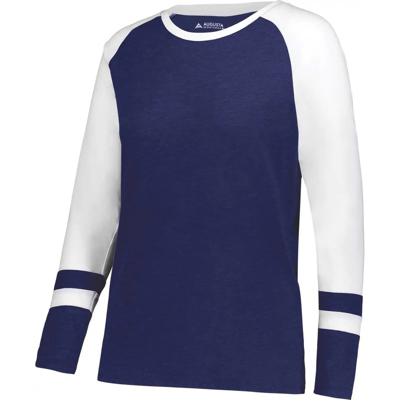 Augusta 2918 Girls Fanatic 2.0 Long Sleeve Tee – Navy White