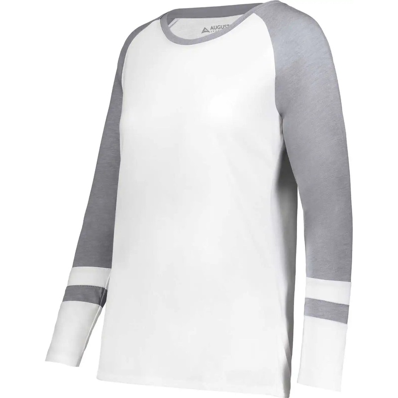 Augusta 2918 Girls Fanatic 2.0 Long Sleeve Tee – White Gray Heather