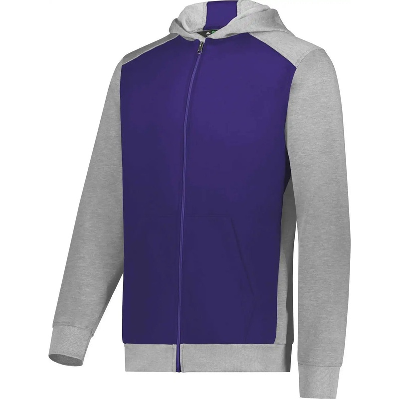 Augusta 6900 Youth Three-Season Fleece Full Zip Hoodie – Purple Gray Heather