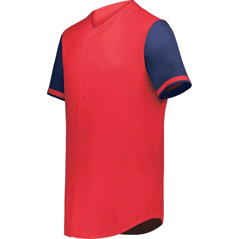 Augusta 6910 Youth Cutter+ Full Button Baseball Jersey – Scarlet Navy